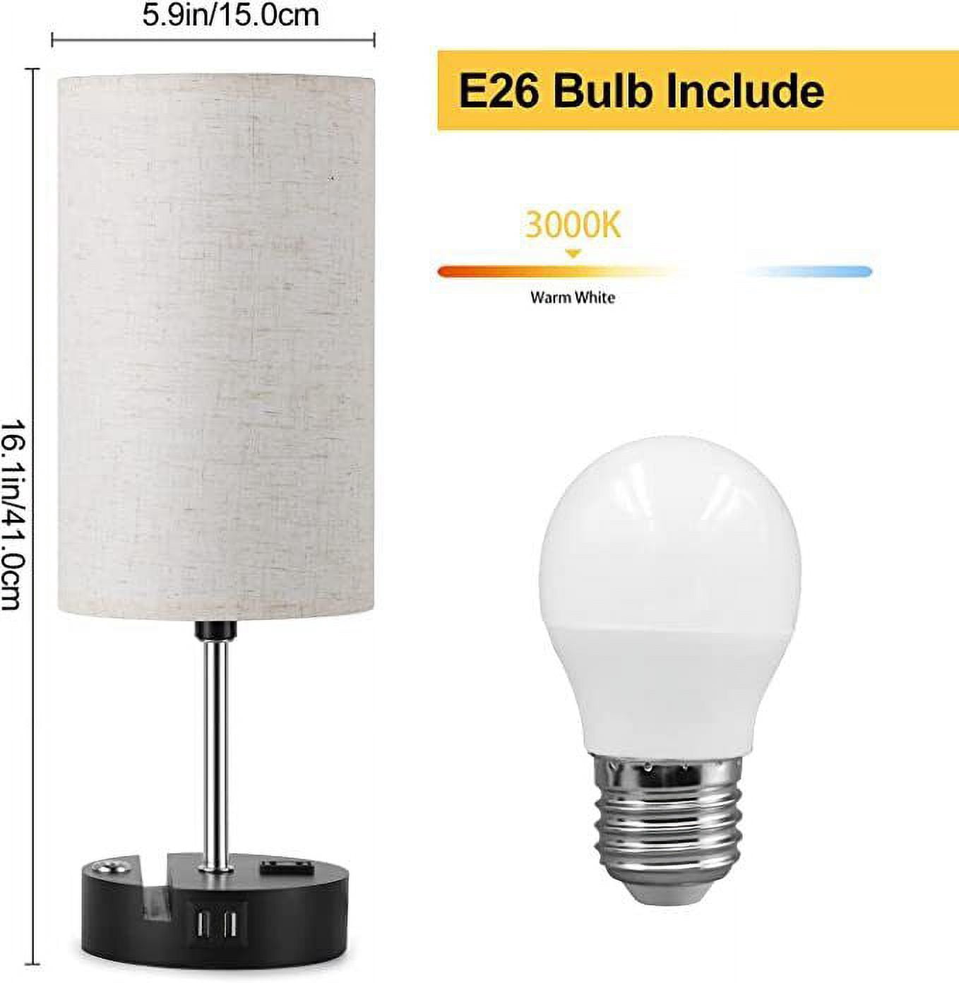 Set of 2 Touch Control Table Lamps w/ USB Ports Nightstand Lamp for Living Room