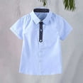 thumbnail image 2 of EnJoCho Boys Short Sleeve Button Down Shirt Cotton School Unifor𝗆 Tie Formal Top Kids Teen Graduation Photo Ready, 2 of 7