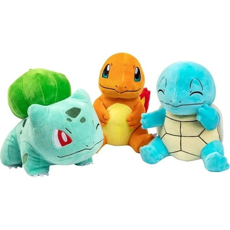 Pokemon 8" Plush Starter 3-Pack - Charmander, Squirtle, Bulbasaur - Generation 1 - Officially Licensed - Soft Stuffed Animal Figure Toys - Gift for Kids, Boys, Girls - 2 