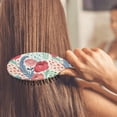 thumbnail image 4 of Hair Brush Floral Rose Cushion Base Hair Brushes Touch Paddle Oval Hairbrush, 4 of 7