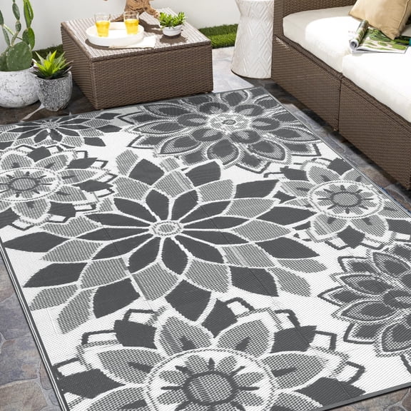 Findosom 8'x10' Outdoor Rug Patios Rug Waterproof RV Outdoor Rug Camping Rugs Reversible Plastic Straw Rug Large Outdoor Mat Outdoor Area Rug for Camping,Balcony Apartment,Patio,Picnic,Beach Orange