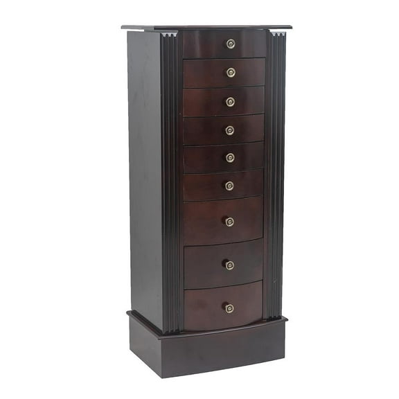 UBesGoo 7 Drawers Wooden Jewelry Cabinet Chest Storage Organizer Armoire, Brown