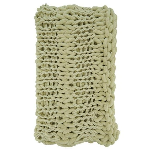 50 x 60 in. Chunky Knit Oblong Throw Blanket, Natural