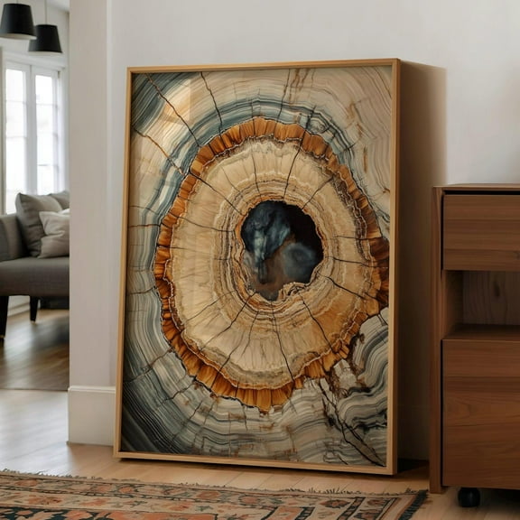 Morden Abstract Tree Rings Wall Art, Scandinavian Wood Rings Poster, Nordic Wood Tree Rings Illustration, Neutral Abstract Boho Poster Home Decor, 8x12 UNFRAMED