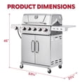 thumbnail image 2 of Feasto 5-Burner Propane Gas Grill, Stainless Steel Body, Double Deck Lid, 58000 BTU, 686 Sq.In. Cabinet Storage, 2 of 11