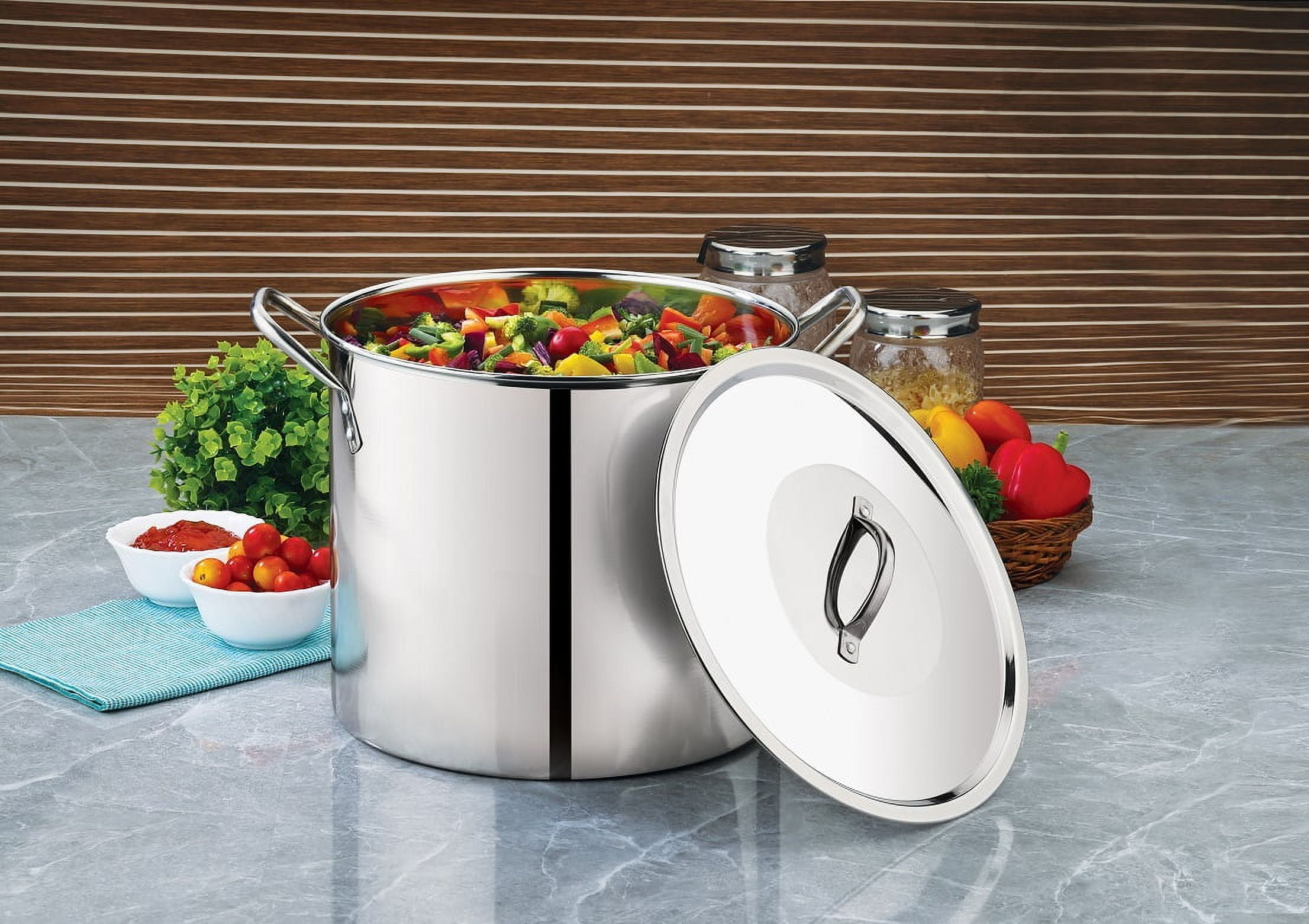 Mainstays 12-Qt Stainless Steel Stock Pot with Metal Lid