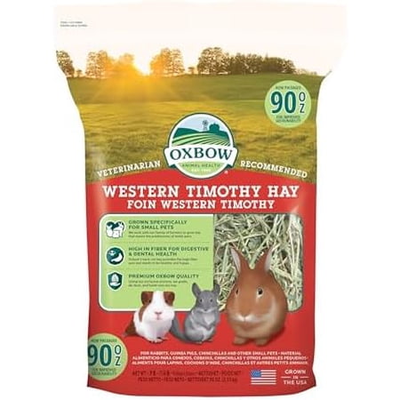 Oxbow Animal Health Western Timothy Hay - All Natural Hay for Rabbits, Guinea Pigs, Chinchillas, Hamsters & Gerbils - 90 oz.