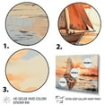 thumbnail image 3 of Designart "Sailing Boat Into The Sunset Peach" Transportation Floater Framed Wall Art Living Room, 3 of 7