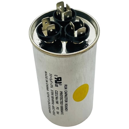 Dual Run Capacitor, Round, 30 + 5 Mfd., 370 Volt, CD30+5X370R