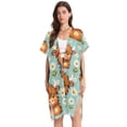 thumbnail image 2 of Beach Vacation Clothes Kimono Cardigan Loose Swimsuit Cover Up for Women Yak Cow and Daisies S, 2 of 6