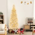 thumbnail image 4 of Gymax 7 FT Pre-lit Artificial Silver Tinsel Christmas Tree Slim Pencil Xmas Tree, 4 of 10