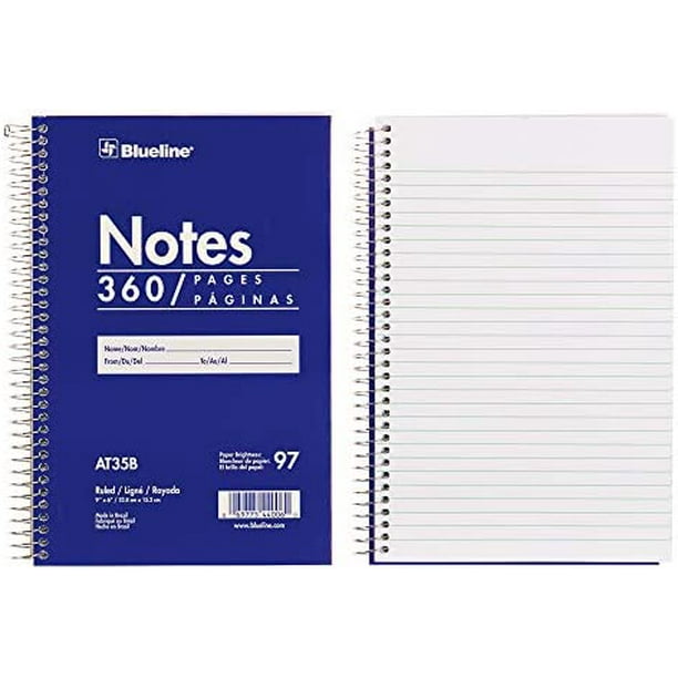 Blueline Steno Pad/Note Pad, Spiral Binding with Flexible Blue Cover, 9 x 6 x 0.813 Inches, 360