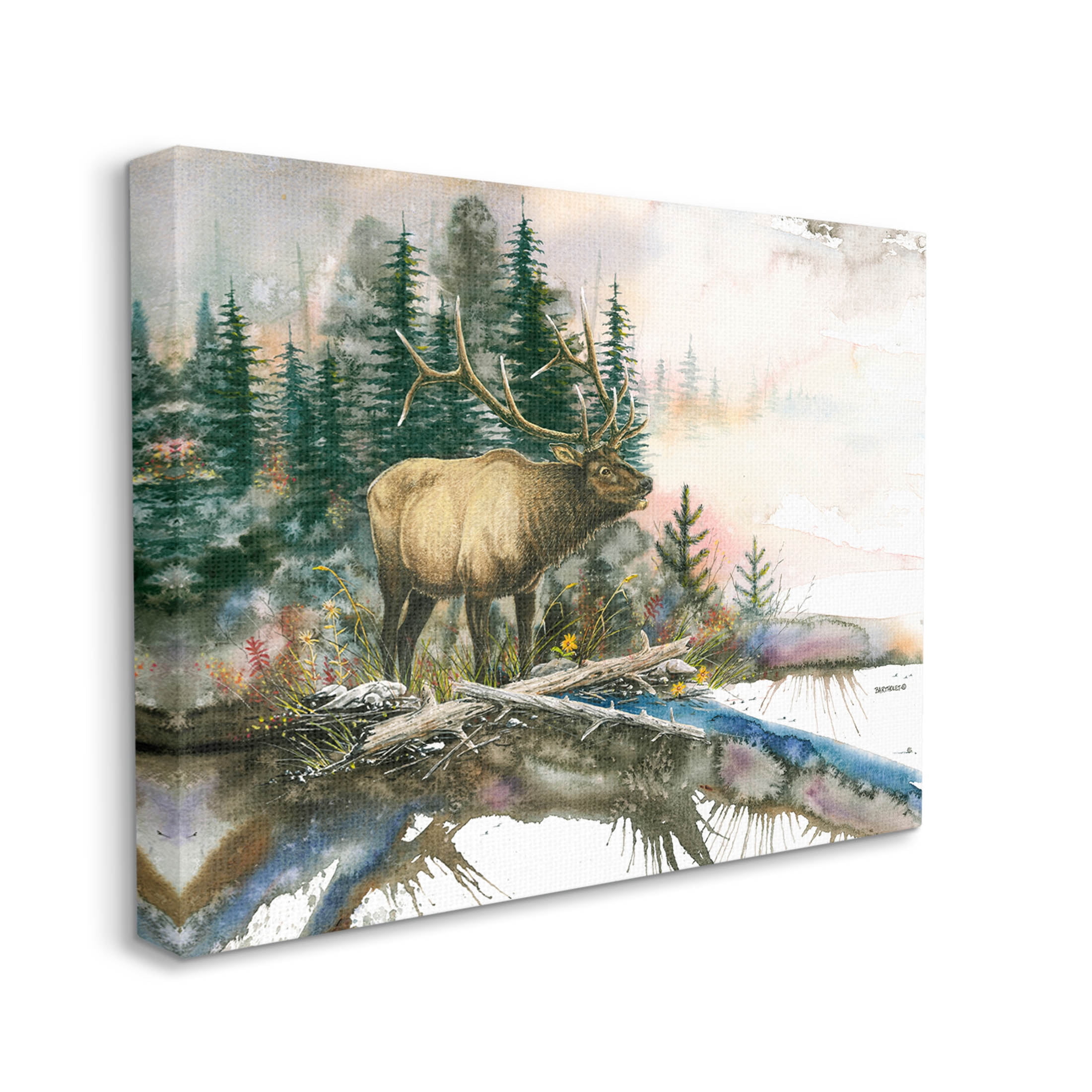 Moose Woodland Nature Composition Animals & Insects Graphic Art Gallery Wrapped Canvas Print Wall Art