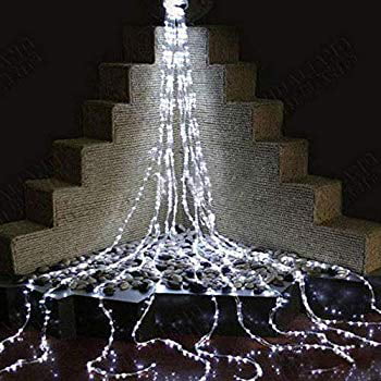 Waterproof Decoration Waterfall Vine String Lights,10 Strands 200 LEDs Hanging Twinkle Fairy Lights Battery Operated Silver Wire Branch Lights with Timer for Garden Outdoor Christmas Tree
