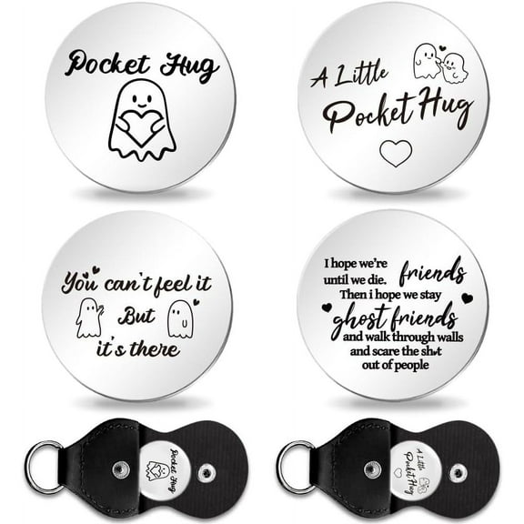 2Pcs Pocket Hug Token Gift Inspirational Long Distance Relationship Keepsake Pocket Hug Token Gift Coins Little Heart Token Gifts for Family Friends Lovers DIY