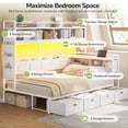 thumbnail image 5 of Corner Bed Frame with Tall Storage Bookshelf and Drawers, Twin Size Corner Daybed with LED Lights, Charging Station and 10 Storage Pockets, Twin Platform Bed Frame for Teens, White, 5 of 9