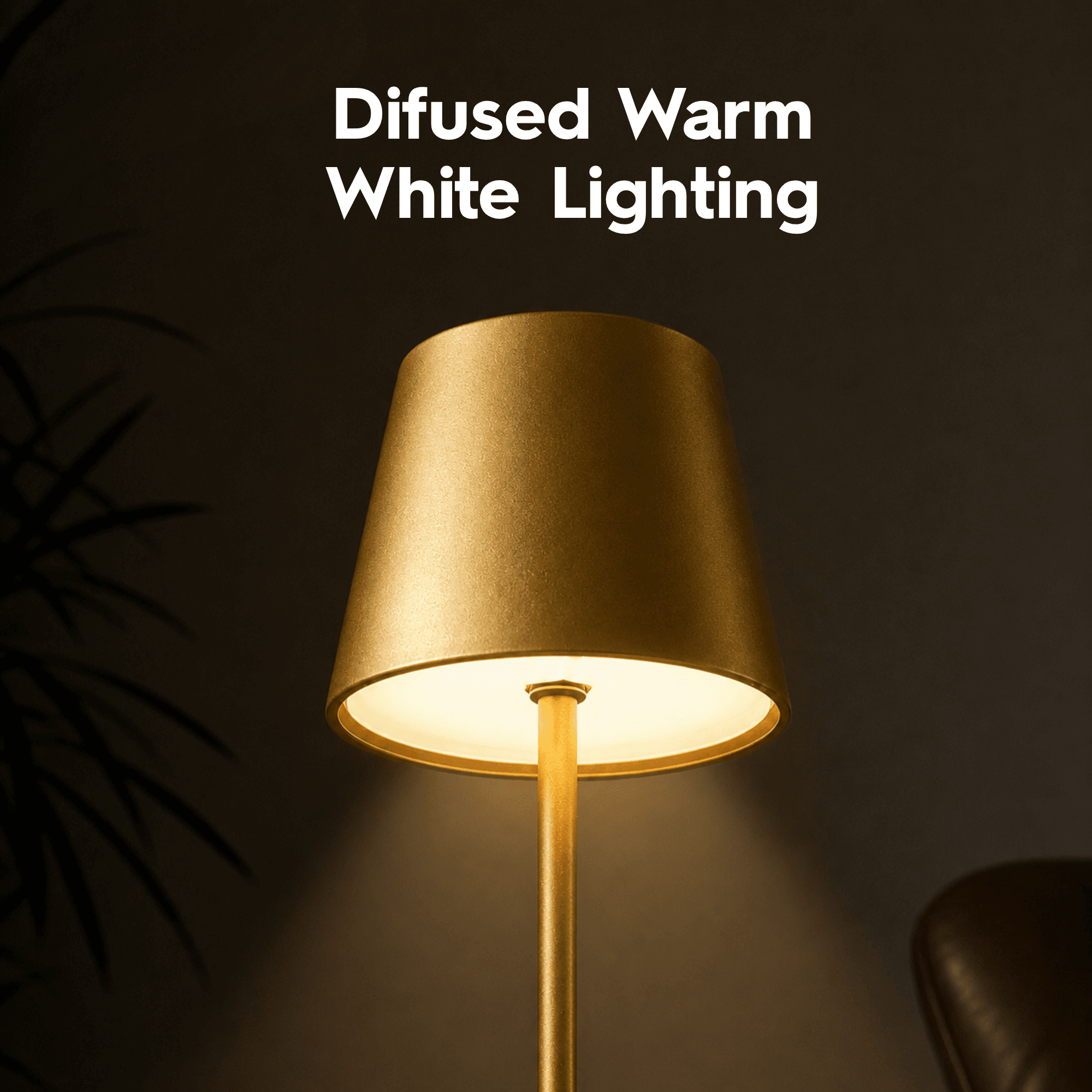 Better Homes & Gardens 14" Gold Rechargeable Color-Changing Table Lamp for Indoor/Outdoor Use, Indoor Only Charging Base