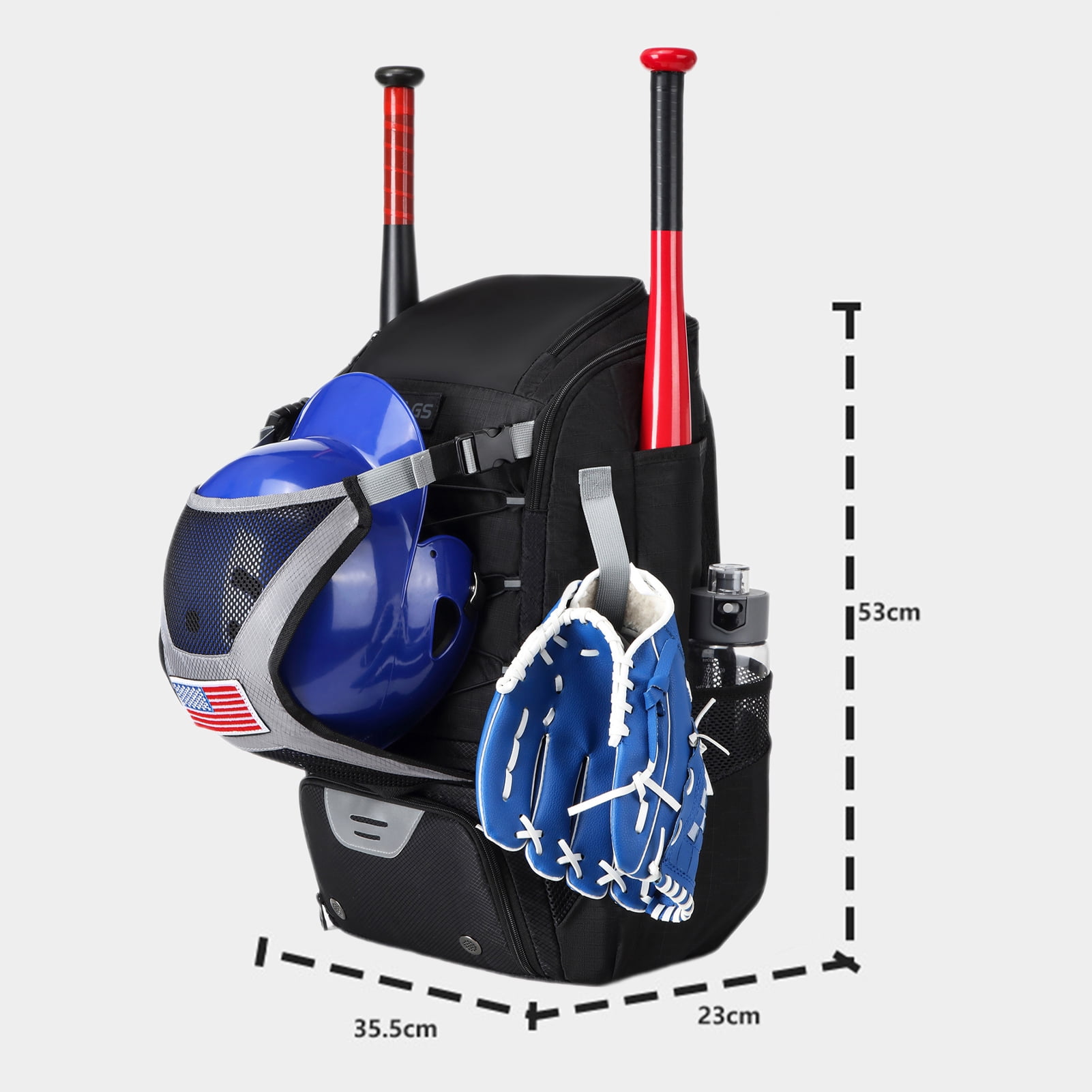 YIFAEUX Baseball Bag Durable Zipper Design Oxford Cloth Baseball Backpack with Shoe Compartment for Sports Activity