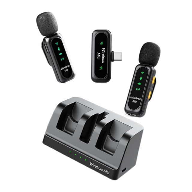 Wireless Lavalier Microphone 2 in 1 Mini Mic with Audio Noise Reduction for Vlog Live Podcast Content Creator