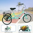 thumbnail image 3 of iRerts Folding Adult Tricycles 20" Wheel, Single Speed Cruiser Bicycles Bike with Shopping Basket, Adjustable Seat, Adult Trike Bicycle for Seniors Women Men, 3 Wheeled Bikes for Adults, Teal Blue, 3 of 8