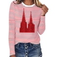 thumbnail image 2 of Womens Blouses Striped Carnival T Shirt Casual Long Sleeve Top For Ladies Festive Celebrations Casual Tee Tops, 2 of 5