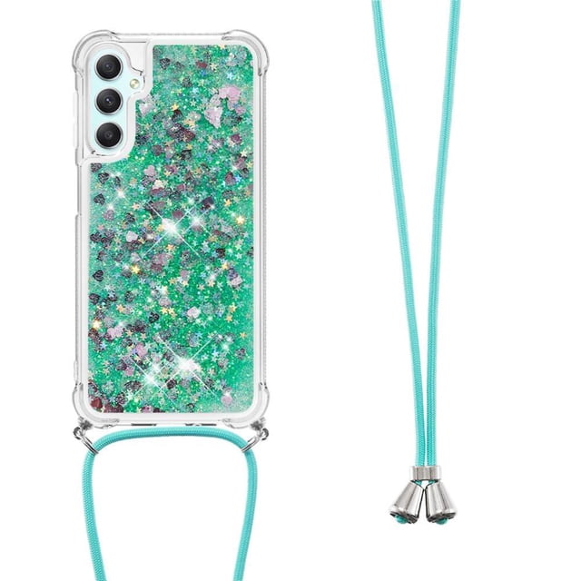 Funda FOXDOCK para Samsung Galaxy A24 4G con Cuerda Ajustable, Brillo Líquido, Protección Antigolpes y Lente – Ideal para Regalo