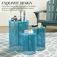 thumbnail image 4 of Ktaxon 3 Piece Metal Stacking Side Table Set for Patio Indoor Outdoor Nesting End Tables Clover Design, 12/14/16 Inch， Blue, 4 of 8
