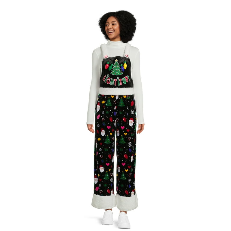 No Boundaries Juniors Light It Up Christmas Jumpsuit, Sizes XS-3XL