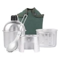 thumbnail image 1 of Ensemble de Batterie de Cuisine 4 Pcs Tasse de Cantine en Aluminium Ensemble en Bois avec Spork Pliable et Sac de Protection pour Camping Randonnée Backpacking, 1 of 7