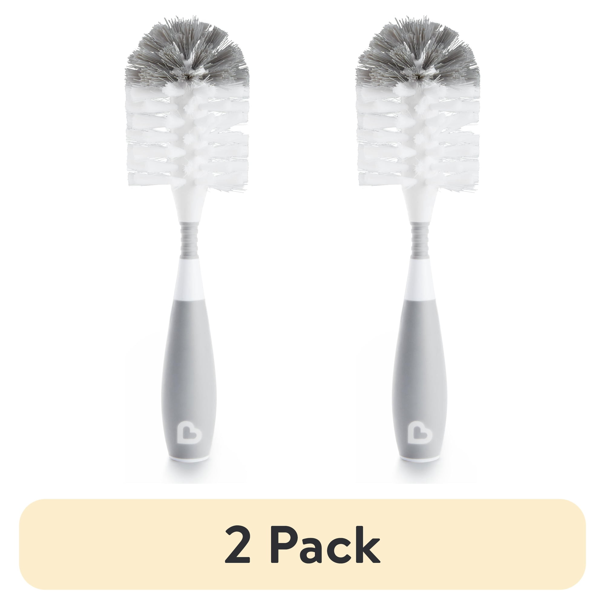 (2 pack) Munchkin Bristle Baby Bottle Brush, with Suction Base, Color May Vary