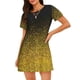thumbnail image 1 of Easygdp Gold Glitter Gradient Camisón de manga corta para mujer, informal, estampado, 1 of 6