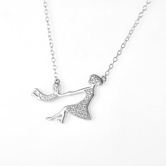 KIJ White Cubic Zirconia Pendant Necklace 14k White Gold Plated 925 Sterling Silver Mother's Day Gifts for Women