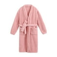 thumbnail image 6 of Kaemgyyd Womens Plush Soft Robe Fashion Winter Warm Fleece Sherpa Long Sleeve Belted Midi Bathrobe with Pockets, 6 of 7