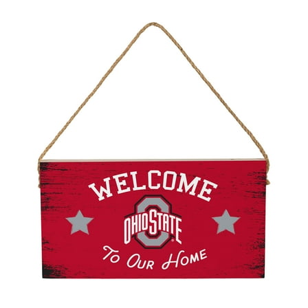 Ohio State Buckeyes 6" x 11" Welcome Home Wood Wall Sign with Rope Hanger