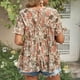 thumbnail image 4 of Blusa informal color caqui con mangas cortas y cuello redondo para mujer, camisa con volantes florales XXL, 4 of 6