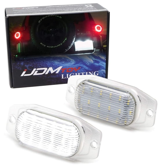 OEM-Fit 3W Full LED License Plate Light Kit For Toyota 2007-2014 FJ Cruiser, 1991-1997 Land Cruiser FJ80, Lexus 1996-1998 LX450, Powered By 18-Piece Xenon White LED Diodes