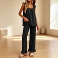 thumbnail image 3 of BRELIL Women's Two Piece Outfits Square Neck Sleeveless Tank Top Wide Leg Pants Lounge Set Casual Pajama Sets Loose Fit Vacation Travel Matching Tracksuit, Black XL, 3 of 8