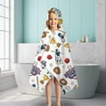 thumbnail image 6 of White Baseball Fun Club Pattern Hooded Bath Towel，50"x30" for Ages 3 To 12 Kids, Quick Dry Lightweight Soft Microfiber Hood Beach Towel Cover Up for Kids, 6 of 7