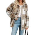 thumbnail image 2 of Chaqueta de Franela A Cuadros con Botones, Estilo Casual, Larga, con Bolsillos, Ideal para Otoño. Caqui L, 2 of 8