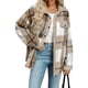 thumbnail image 2 of Chaqueta de Franela A Cuadros con Botones, Estilo Casual, Larga, con Bolsillos, Ideal para Otoño. Caqui M, 2 of 8