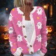 thumbnail image 2 of IYYVV Halloween Sweaters for Women Button Knit Cardigan Long Sleeve Ghost Graphic Cute Spooky Fall Winter Trendy Tops 2026 Pink L, 2 of 5