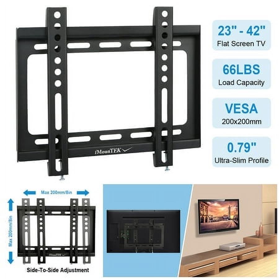 TV Mount Fixed for 23-42 Inch TVs, TV Wall Mount TV Bracket up to 200x200mm and 66 LBS Loading Capacity, Low Profile and Space Saving - image 3 of 7