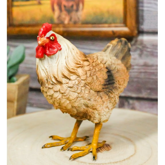 Rustic Western Country Farm Light Brown Chicken Hen Figurine 4.5" Tall