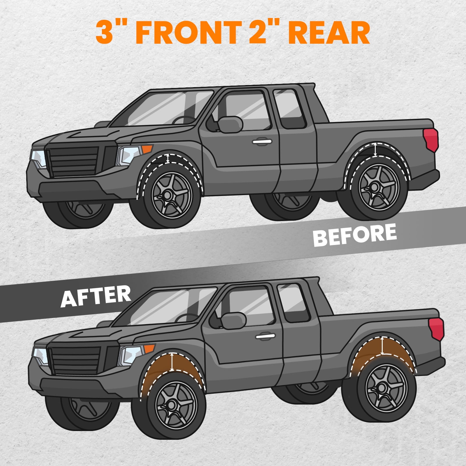 Maxpeedingrods 3" Front 2" Rear Leveling Lift Kit for Ford Ranger 4X4 2WD 1998-2011