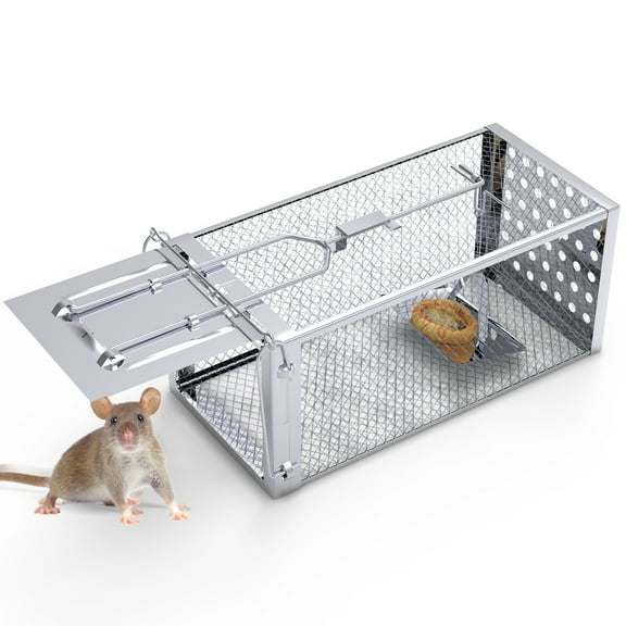 Rodent Animal Traps, 11.8" Single Door Rat Trap Humane Live Cage for Small Rodents Mice Voles Reusable Catch and Release Mice Catcher for Indoor Outdoor
