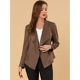 thumbnail image 2 of Chaqueta de gamuza sintética para mujer Cárdigan de outwear drapeado con solapa frontal abierta Marrón claro L, 2 of 6