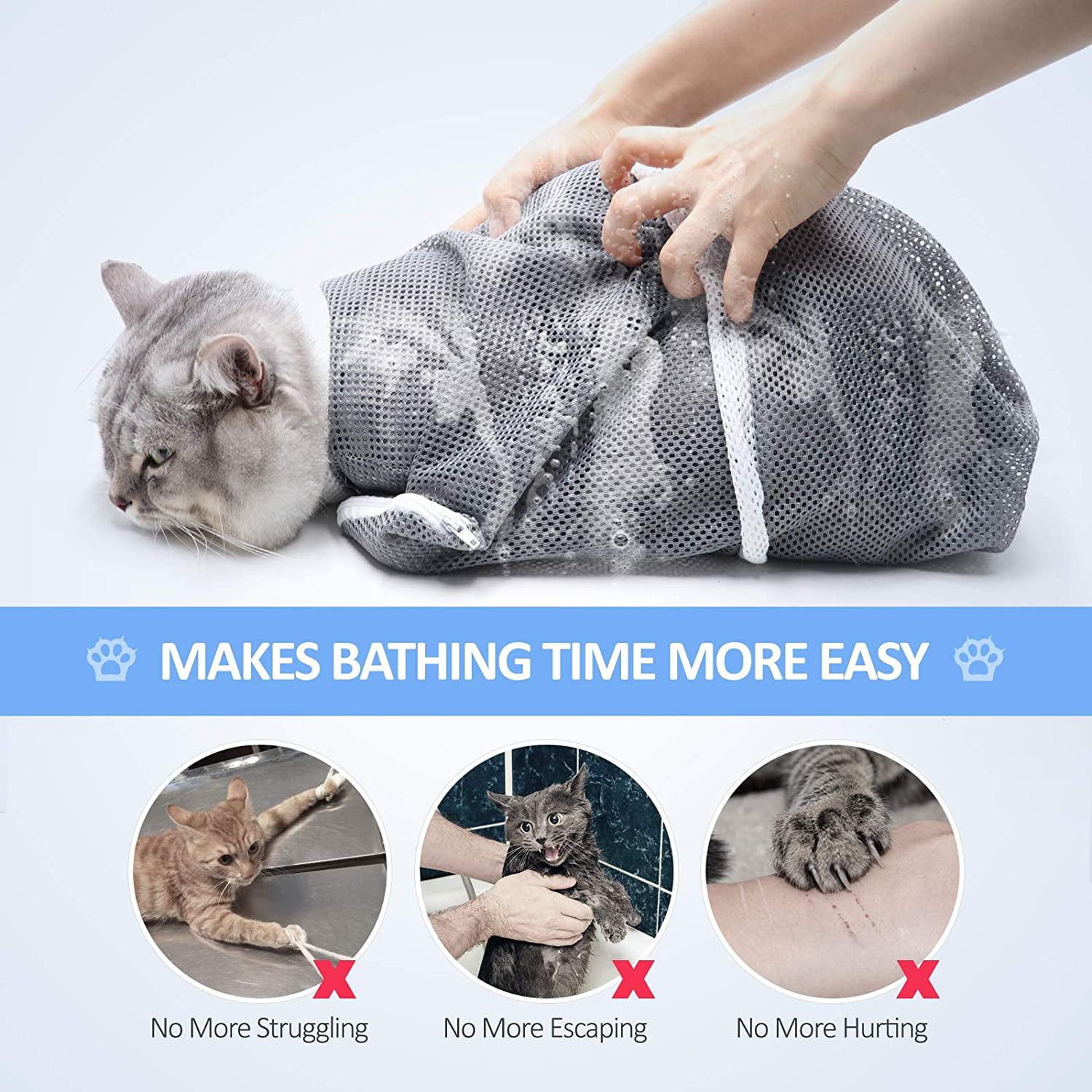 Cat Bathing Bag, Multifunctional Adjustable Cat Grooming Bag Anti-Bite Cat  Bath Bag Anti-Scratch Cat Shower Bag Cat Washing Restraint Bag Also for  Puppy Dog - Walmart.com