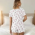 thumbnail image 6 of QATAINLAV Two Piece Sets for Women, Casual Short Sleeve Tees and Shorts Lounge Set Trendy Printed V Neck Shirts Matching Shorts Sleepwear Outfits, White, XXL, 6 of 9