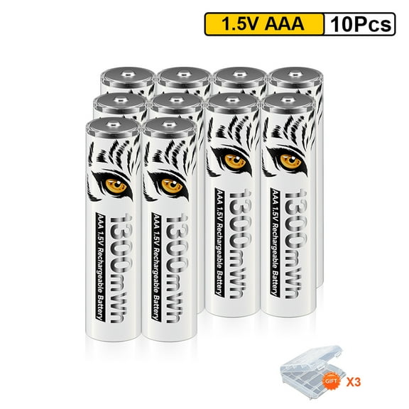 Palogreen AAA Rechargeable Battery 10-Pack 1.5V Lithium Triple A Batteries 1300mWh with Battery Case fot Solar Light