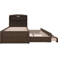 thumbnail image 6 of Roomfitters Twin Size Wooden LED Platform Bed with Trundle, Storage Headboard, and Drawers, Ideal for Maximizing Space in Bedrooms, Stylish and Functional Design, Brown, 6 of 9